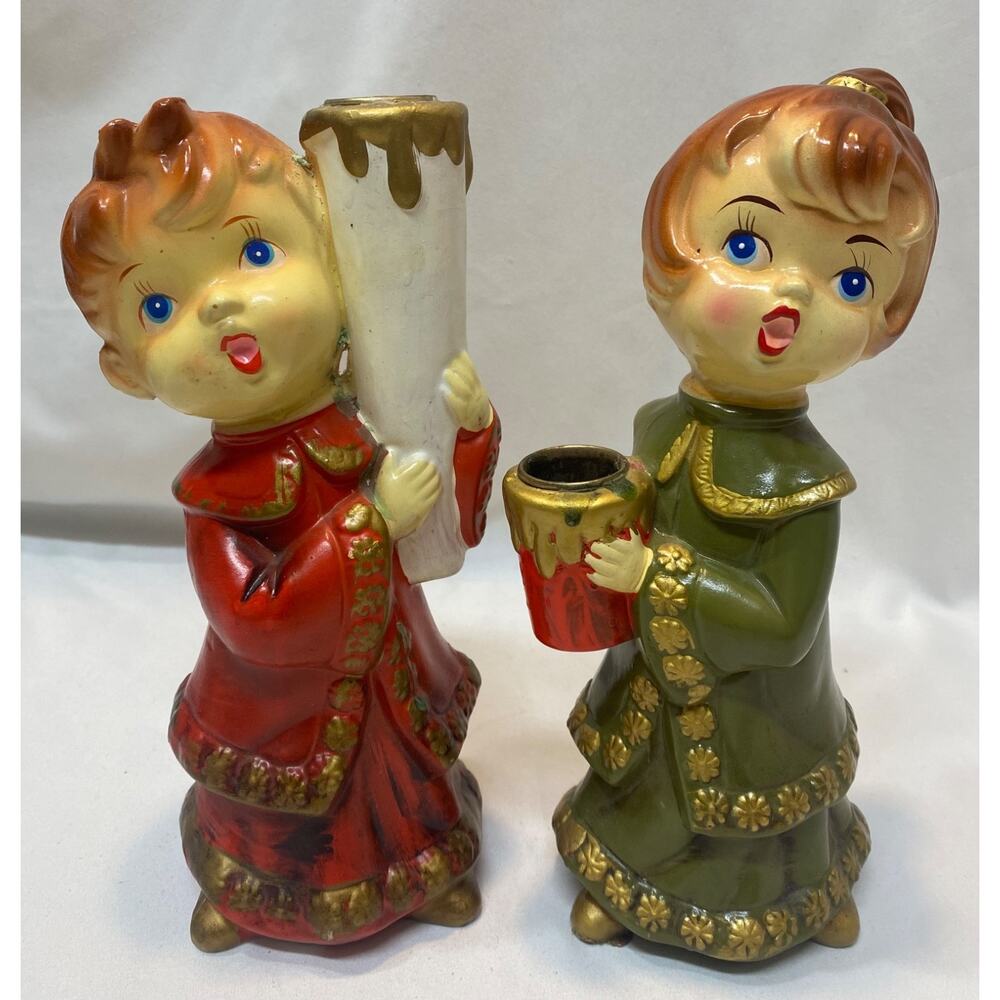 Vtg 60's STAR PLASTICS Christmas Carolers Candle holders Japan